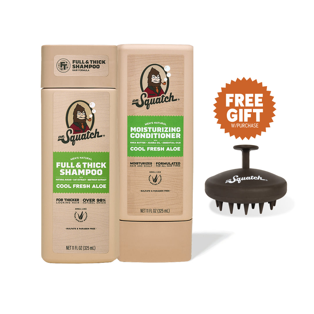 Dr. Squatch Hair Care Kit + Free Scalp Scrubber | Full & Thick Shampoo | Moisturizing Conditioner | Natural Products for Men - Classic Pick